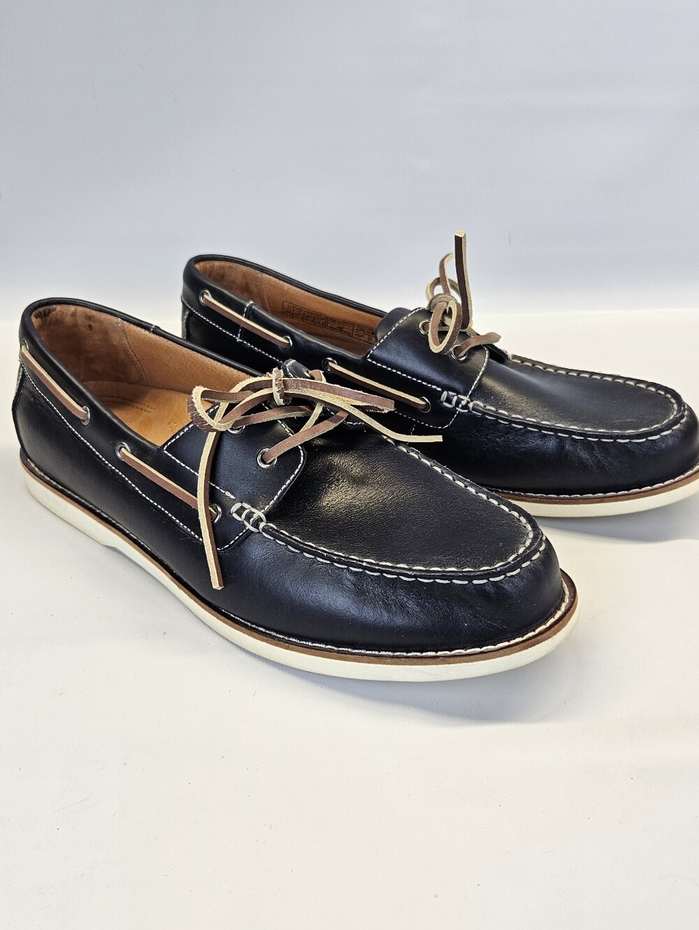 Vionic Lloyd Boat Shoes Mens Navy Blue Leather Lace Up Support Comfort 11.5 Work